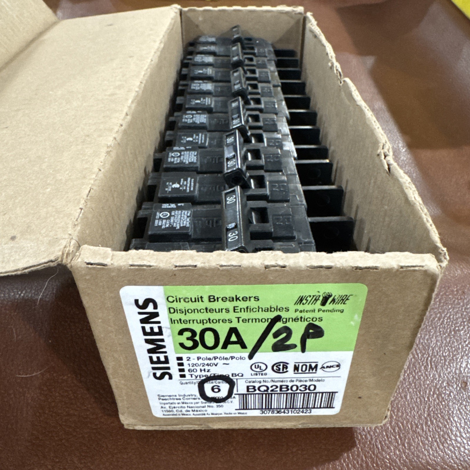 Lot of 6 BQ2B030 Siemens 30 Amp 2 Pole 240 Volt Circuit Breaker  30A 2P New