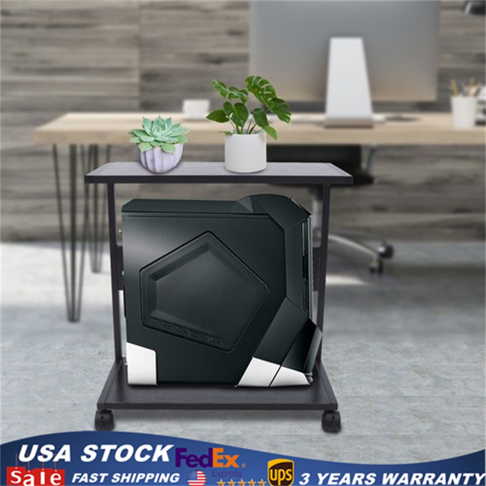 2-Tier CPU Holder Cart Under Desk Computer Tower Stand Mobile PC Tower Stand NEW