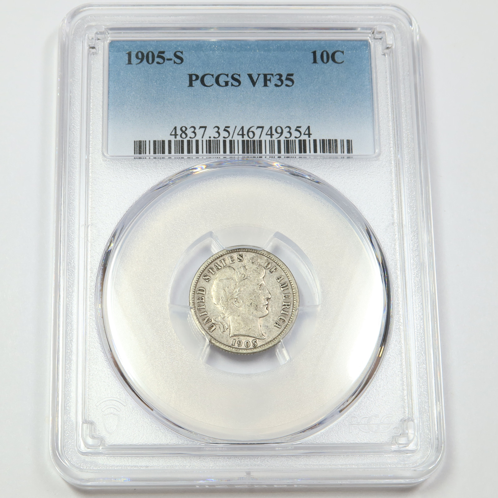 1905 S PCGS VF35 - Silver Barber Dime US Coin #44861A