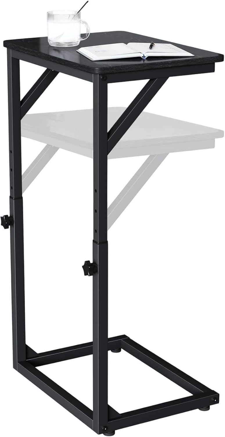 Adjustable C-Shaped End Table Small Side Table Couch Sofa TV Tray Table Living