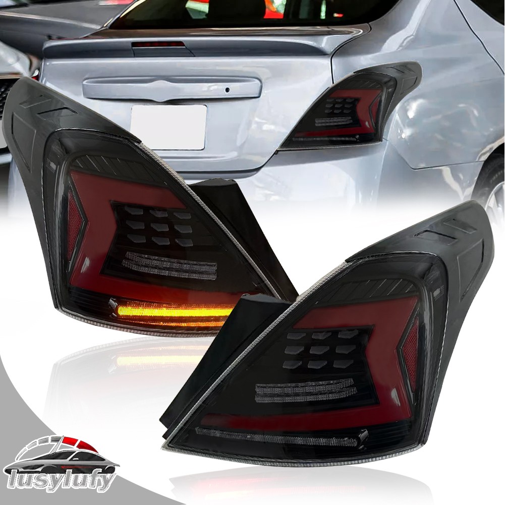 Smoked LED Tail Lights For Nissan Versa 4-Door Sedan 2012-2019 Rear Lamps Pair