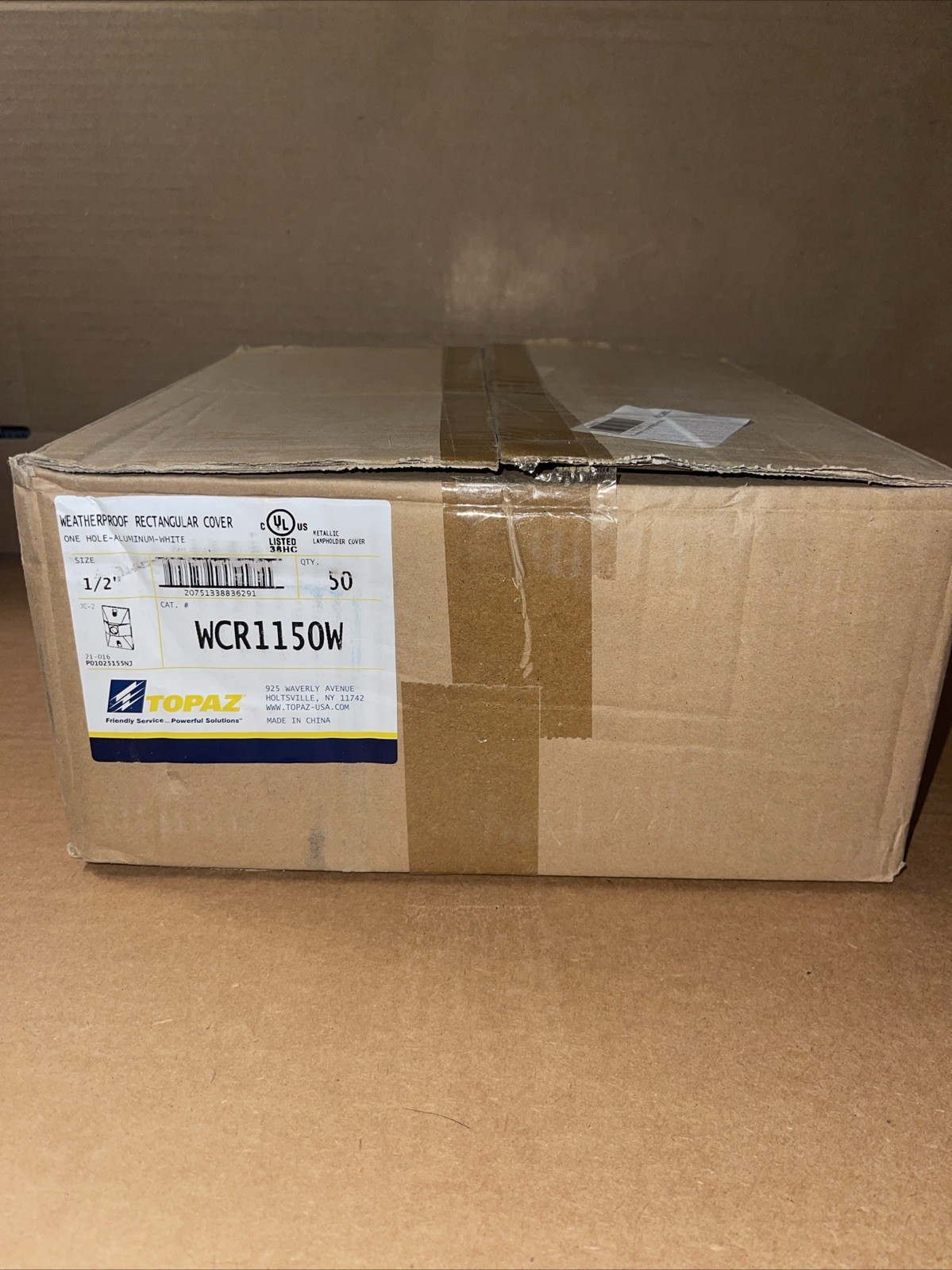Topaz WCR1150W 1/2" 1-Hole Rectangle Weatherproof Cover White–NEW OPEN BOX of 50
