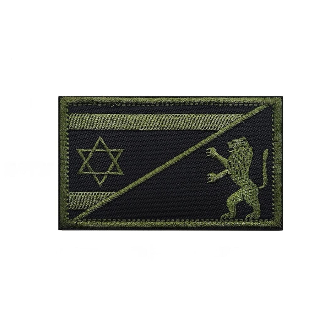 Israeli Israel FL IFF Star of David Lion Tactical Hook&Loop Patch Forest Dark