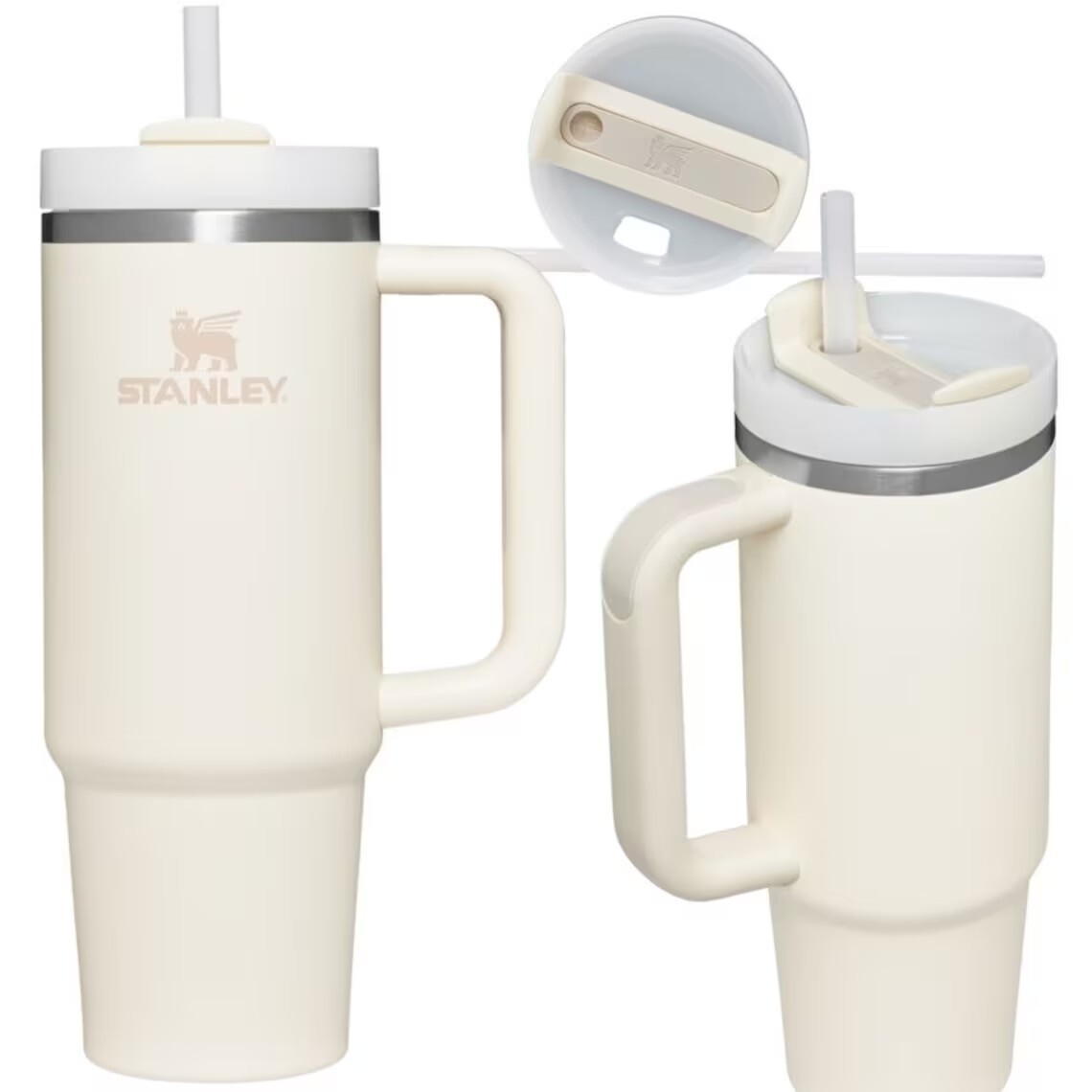 Limited Edition Stanley Quencher H2.0 FlowState Tumbler 30oz. Cream Tonal White