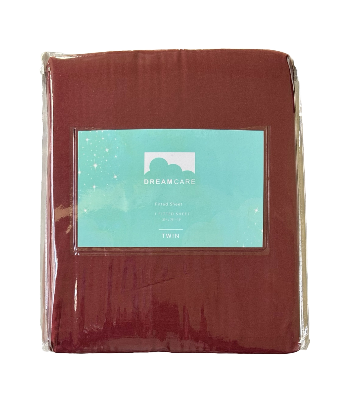 DREAMCARE Burgundy Twin Fitted Sheet - 39”x75”x15”