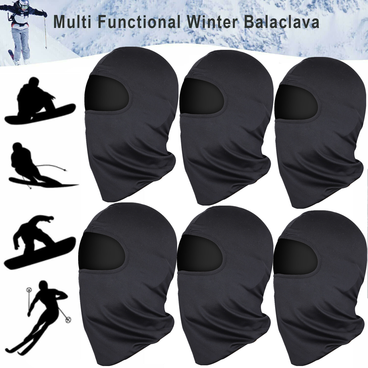 6pc Men Balaclava Full Face Mask Outdoor Sports Motorcycle Cycling Tactical Mask