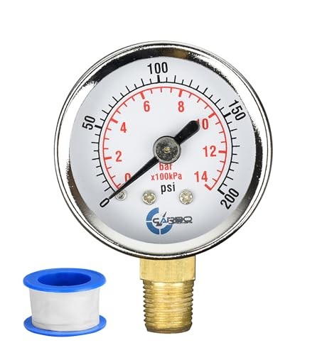 Pressure Gauge, Chrome Plated Steel Case, Dry, 0-200 psi/kPa, Lower Mount 1/8"