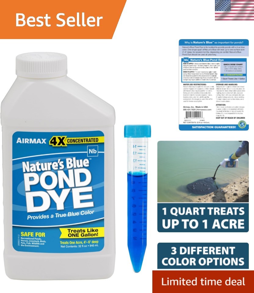 4X Concentrated Nature's Blue Pond Dye - Safe Colorant for Your Outdoor Oasis