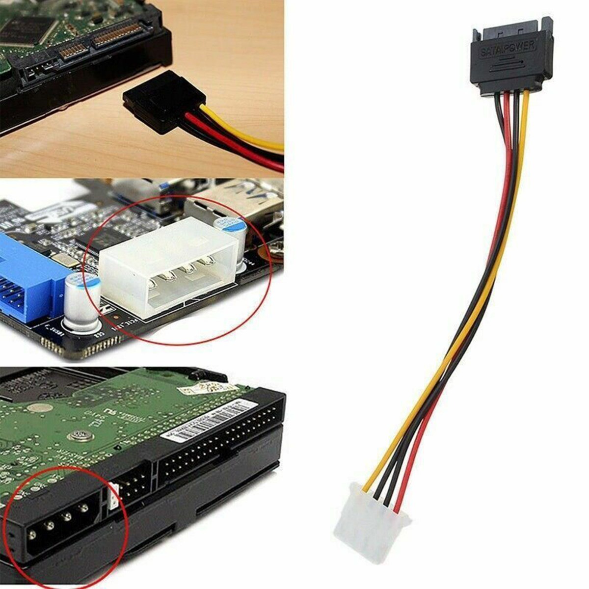 Molex To SATA Power Cable Adapter PC Compatible Durable