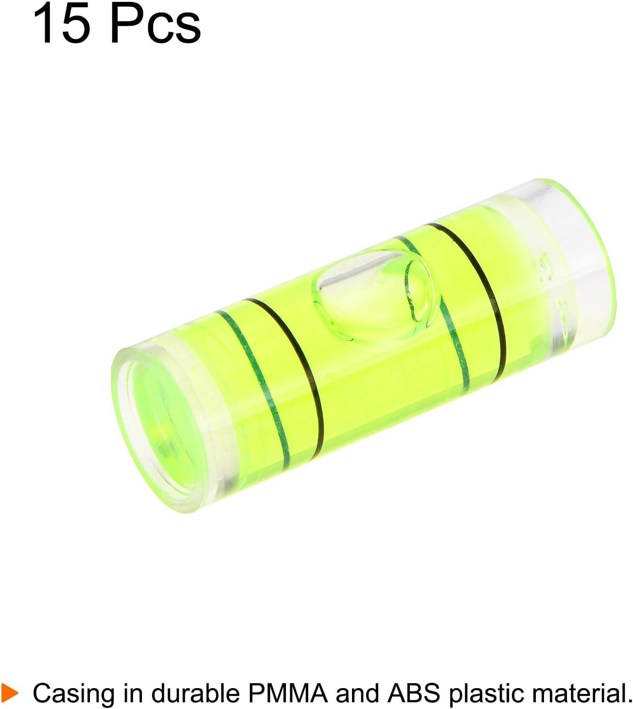 15Pcs Small Cylindrical Bubble Level Vials 9X25Mm PMMA Mini Horizontal Bubble Sp