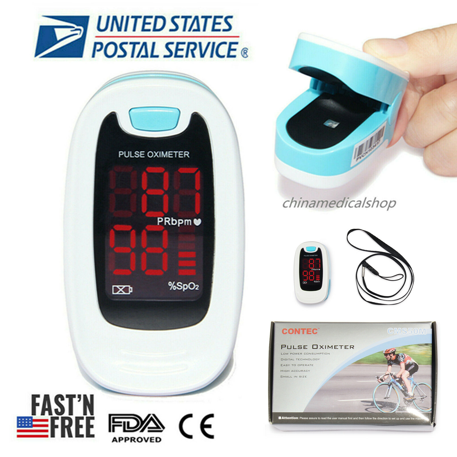 Sports/Fitness/Wellness Meter Pulse oxymeter SPO2 Heart rate oxygen levels USA