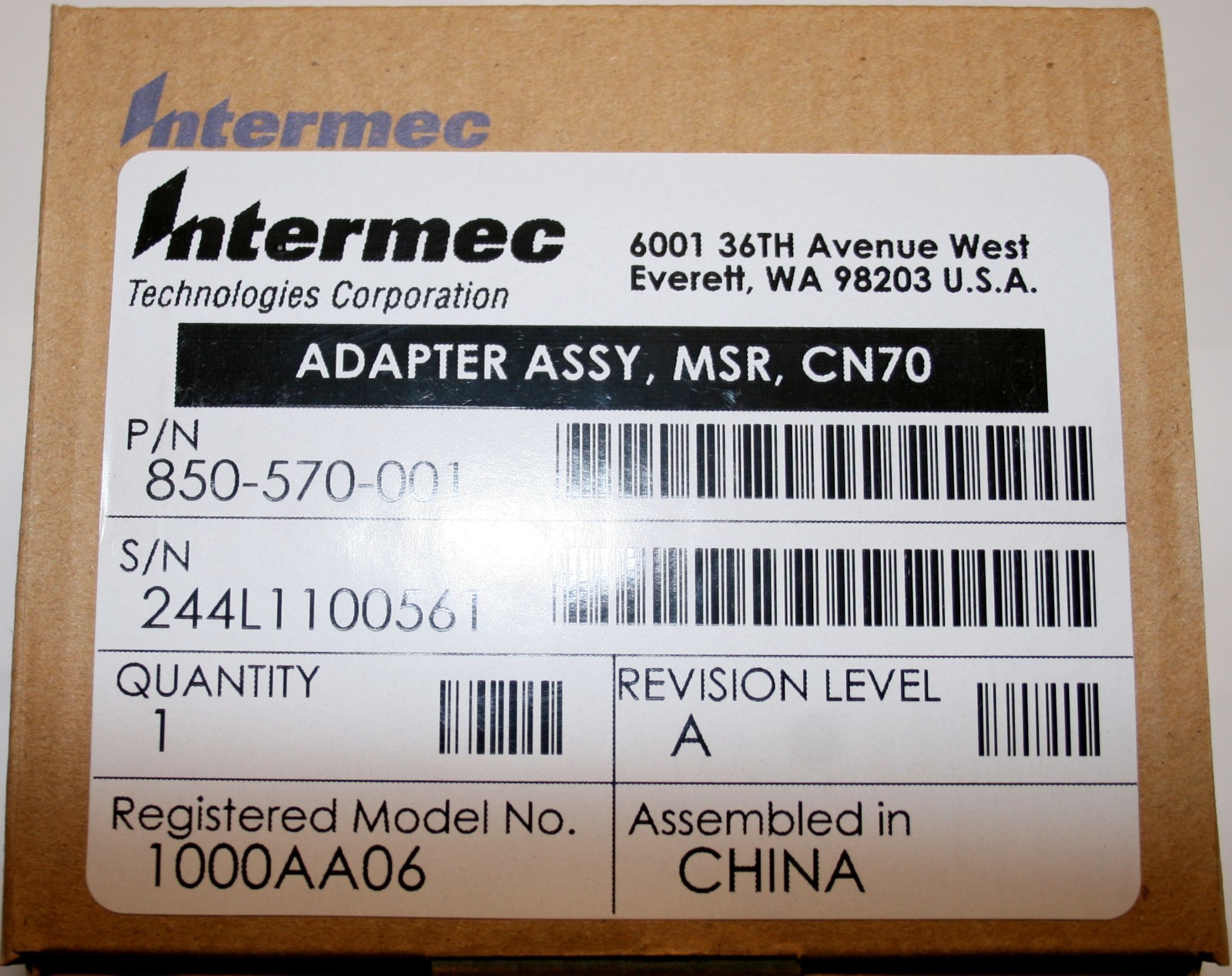 New in Box, NIB, Intermec CN70 MSR Adapter Assy P/N 850-570-001, Model 1000AA06