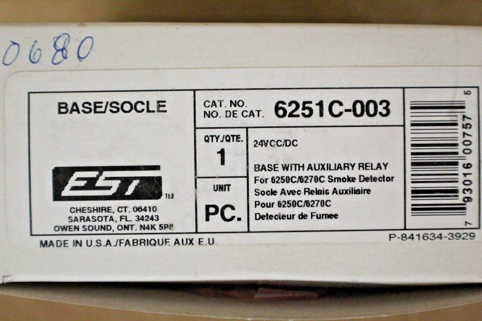 EDWARDS EST 6251C-003 Plug-in Terminal Base With Auxiliary Relay