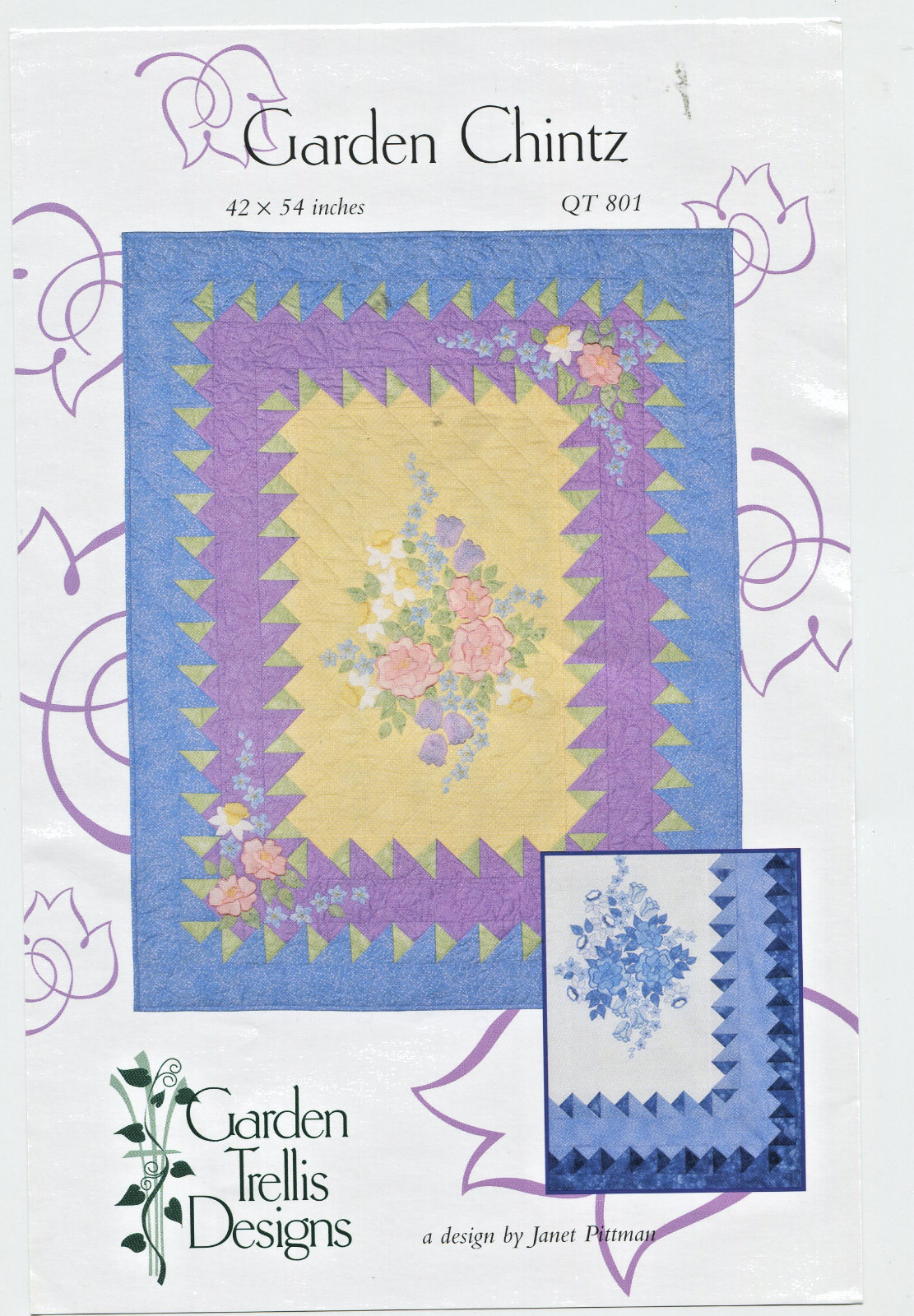 Garden Chintz Lap Quilt Pattern Garden Trellis Designs QT801