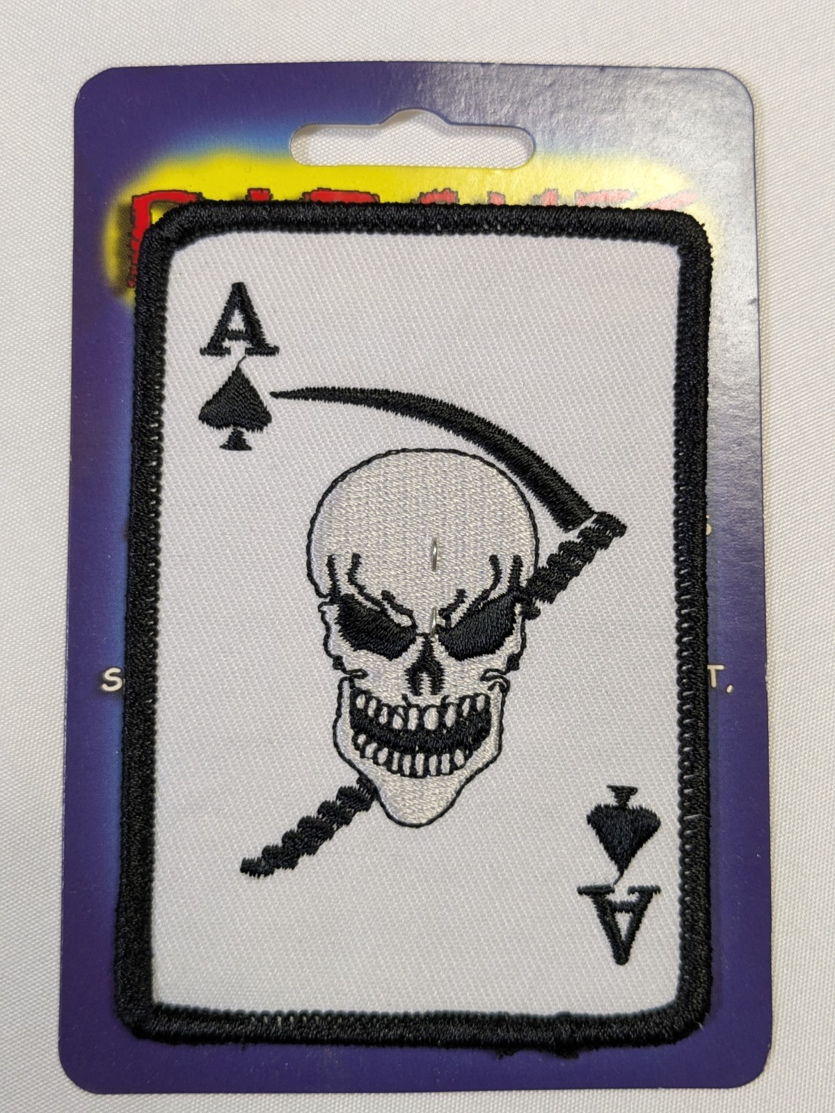ACE OF SPADES DEATH CARD PATCH SKULL SICKLE  reaper biker military