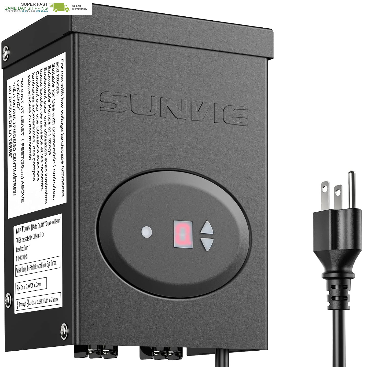120W Low Voltage Transformer for Landscape Lights with Timer and Photocell Senso