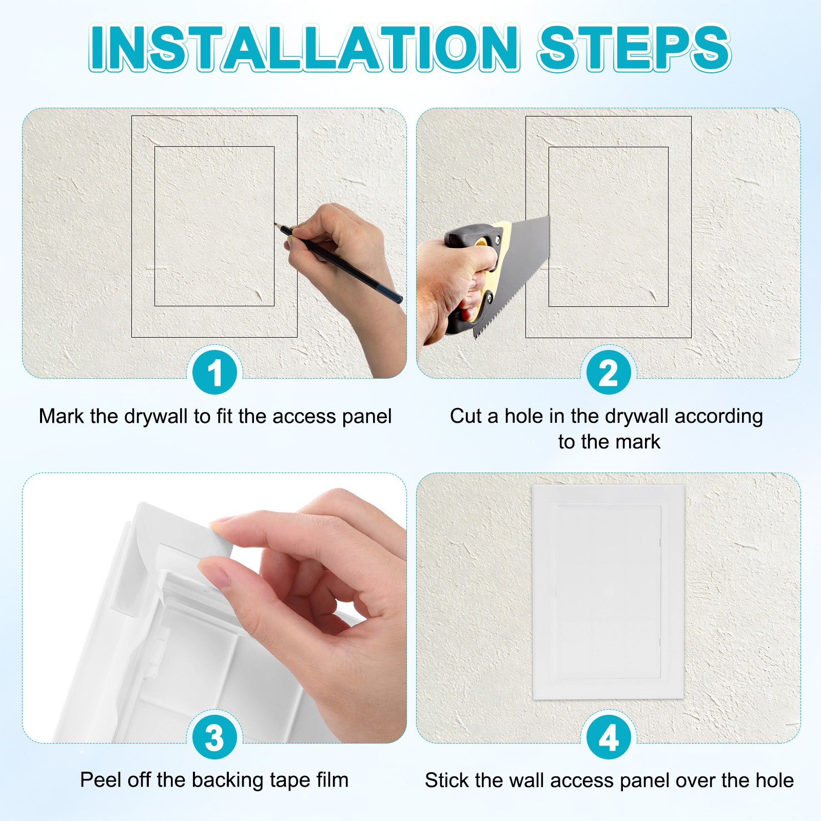 1-Pack Access Panel for Drywall, 5.7x9" Plastic Self Adhesive Cover [White]