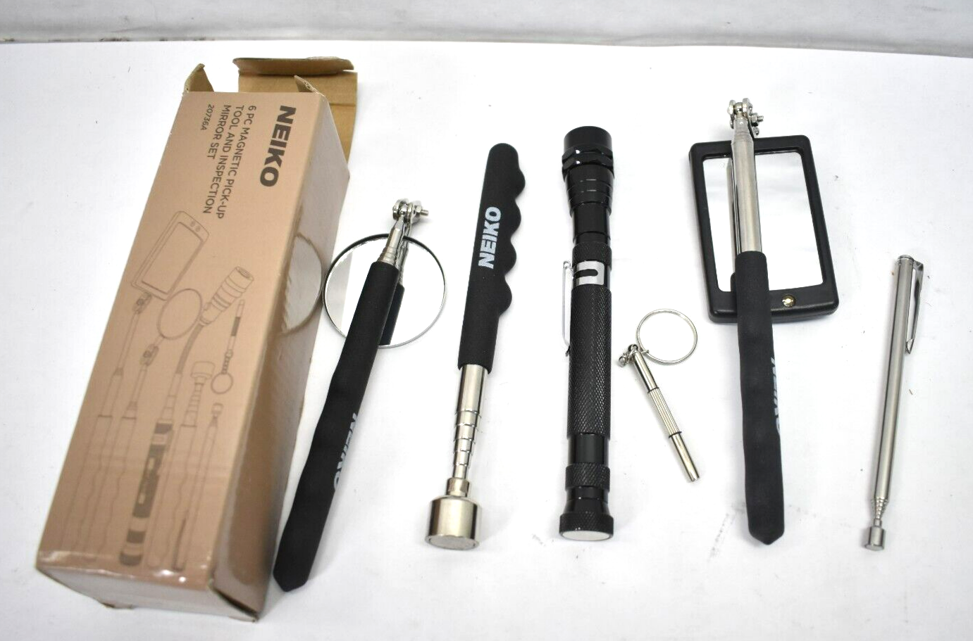 Neiko 6 Piece Magnetic Tool & Telescoping Mirror Set Adjustable 20736A