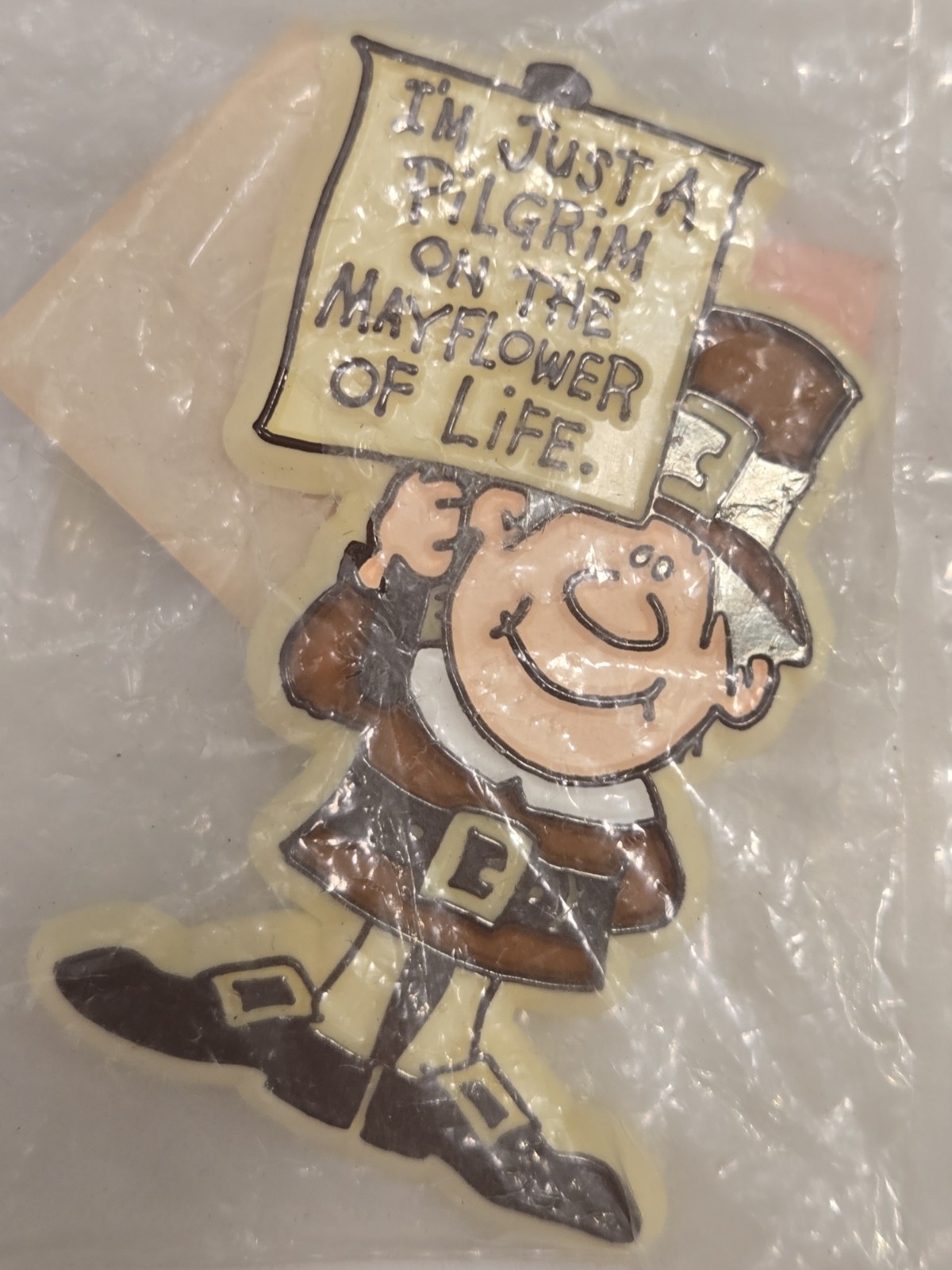 *NEW* Vtg Hallmark I'M JUST A PILGRIM ON THE MAYFLOWER OF LIFE Thanksgiving  Pin