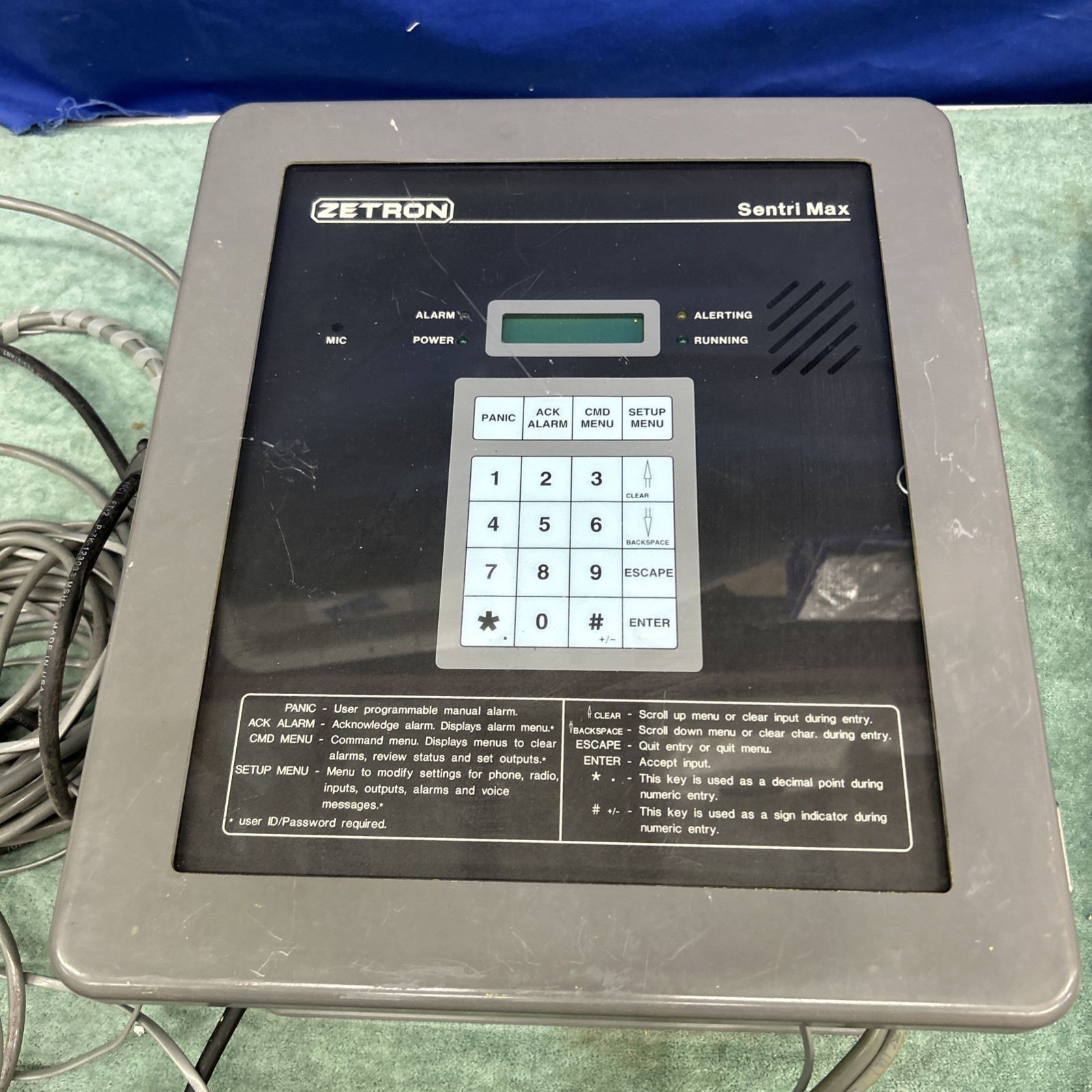Alarm Panel Zetron SentriMax Model 1550 Untested
