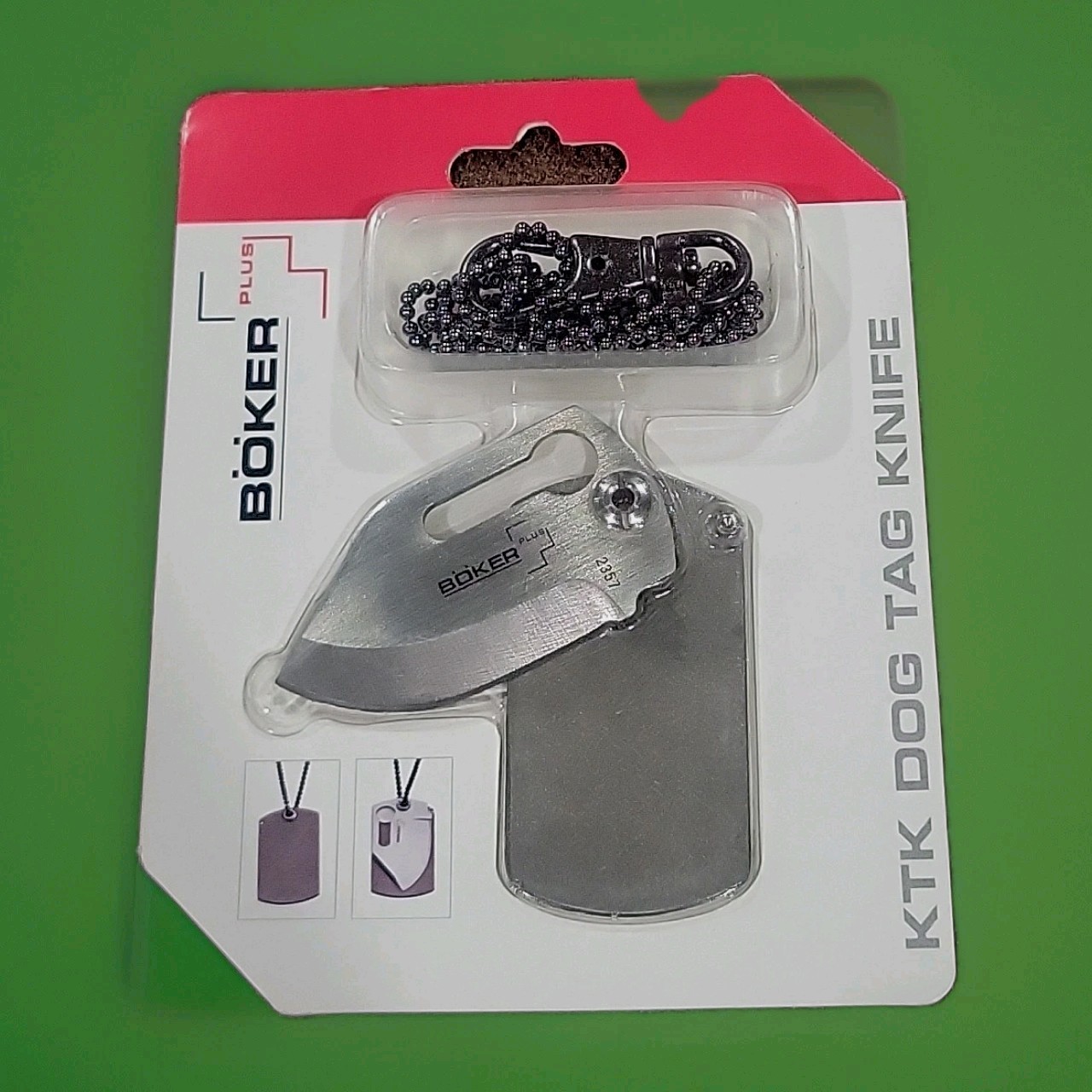 BOKER PLUS Dog Tag Pocket Knife 1.69" Blade 440C Titanium Handle - 01BO210C