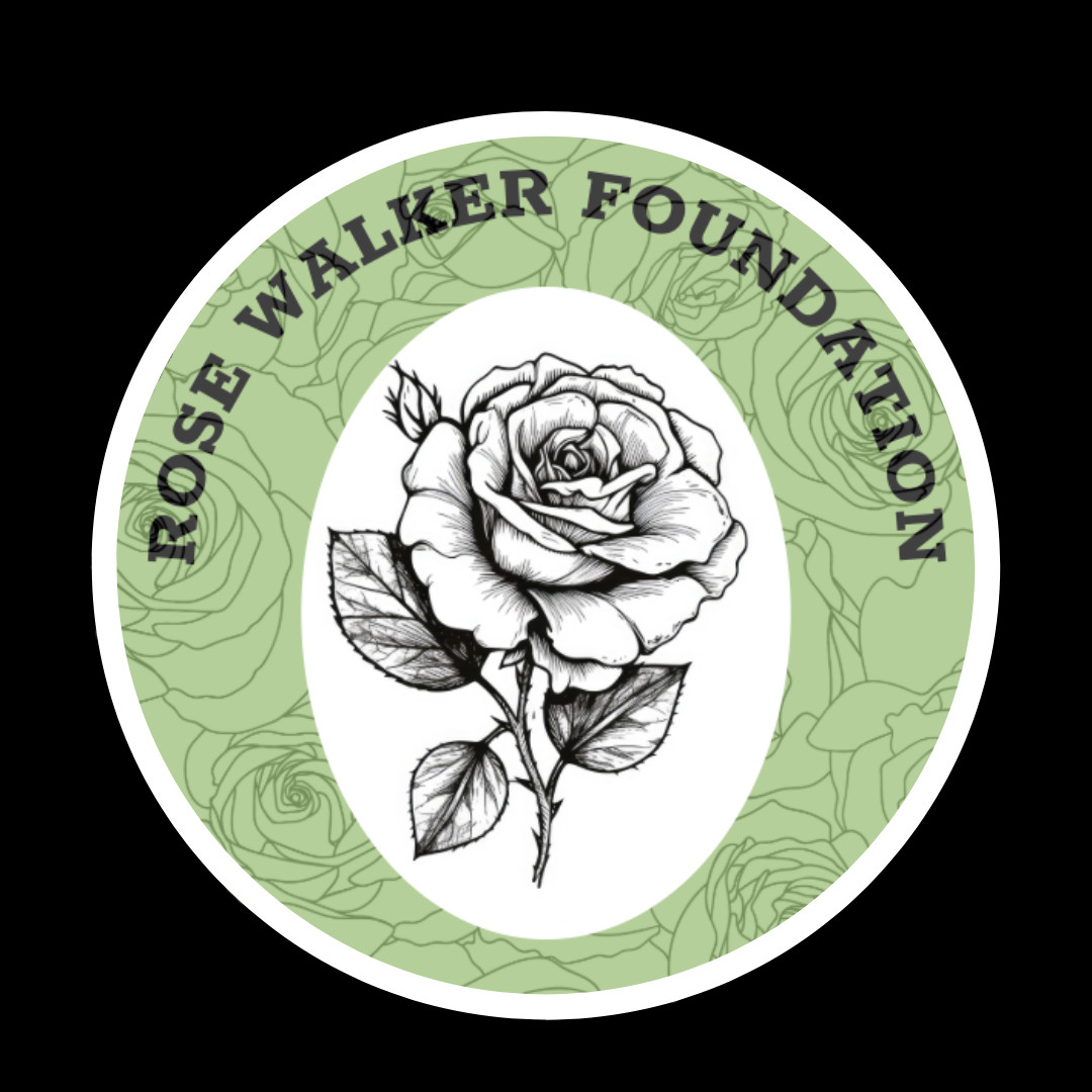 1.25'' Green Rose Walker Foundation Black and White Rose Pin (Round)
