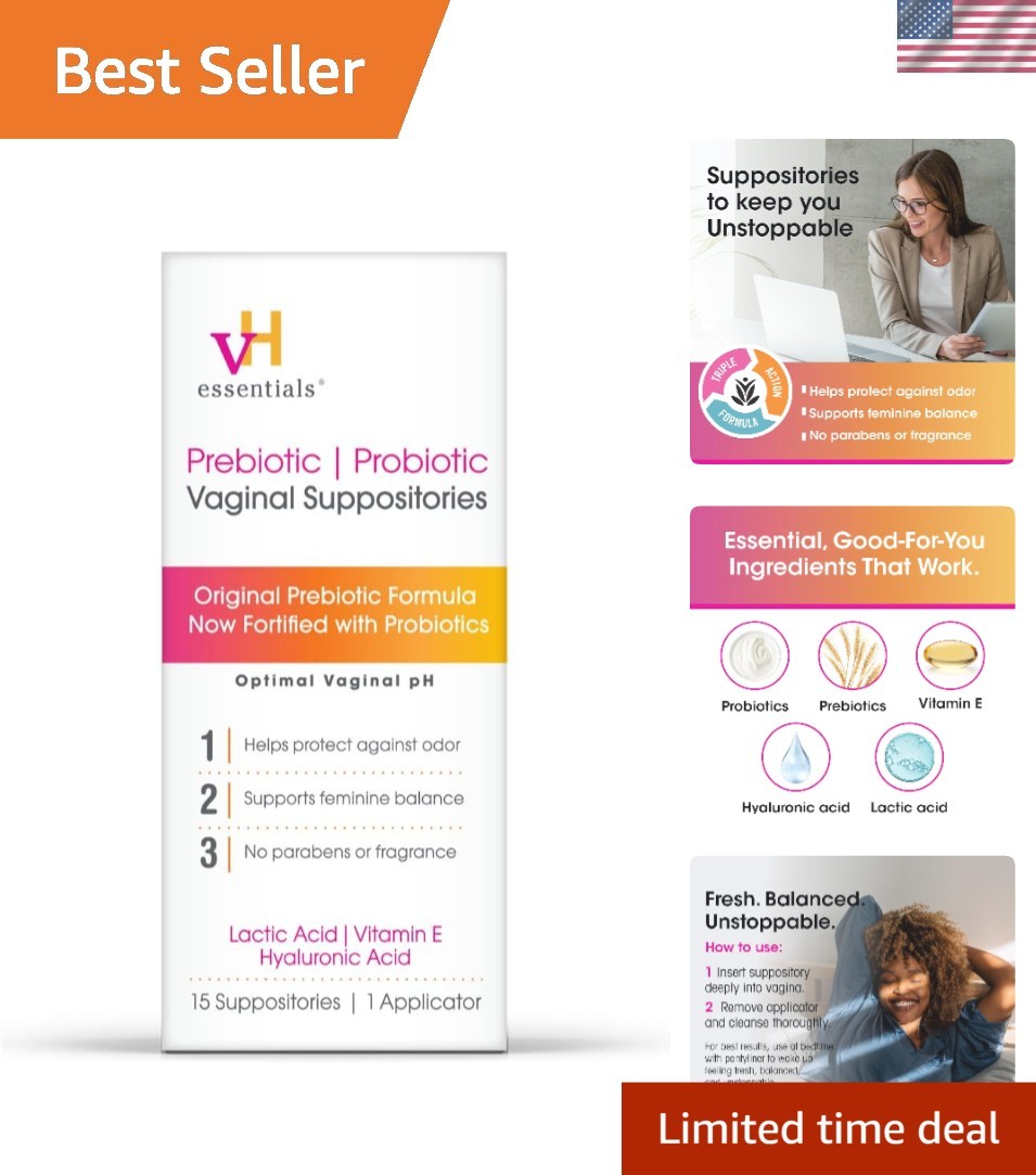 15 Prebiotic Vaginal Suppositories for pH Balance & Odor Protection - Unflavored