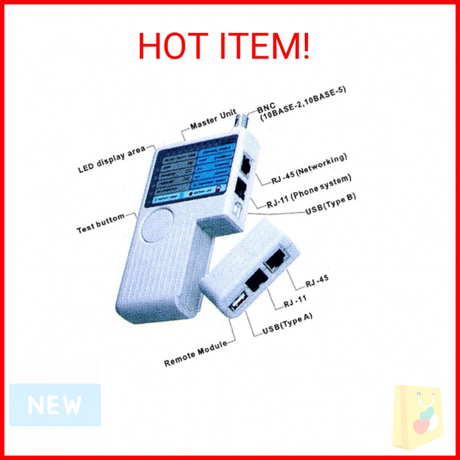Docooler 4-in-1 Remote RJ11 RJ45 USB BNC LAN Network Phone Cable Tester Meter