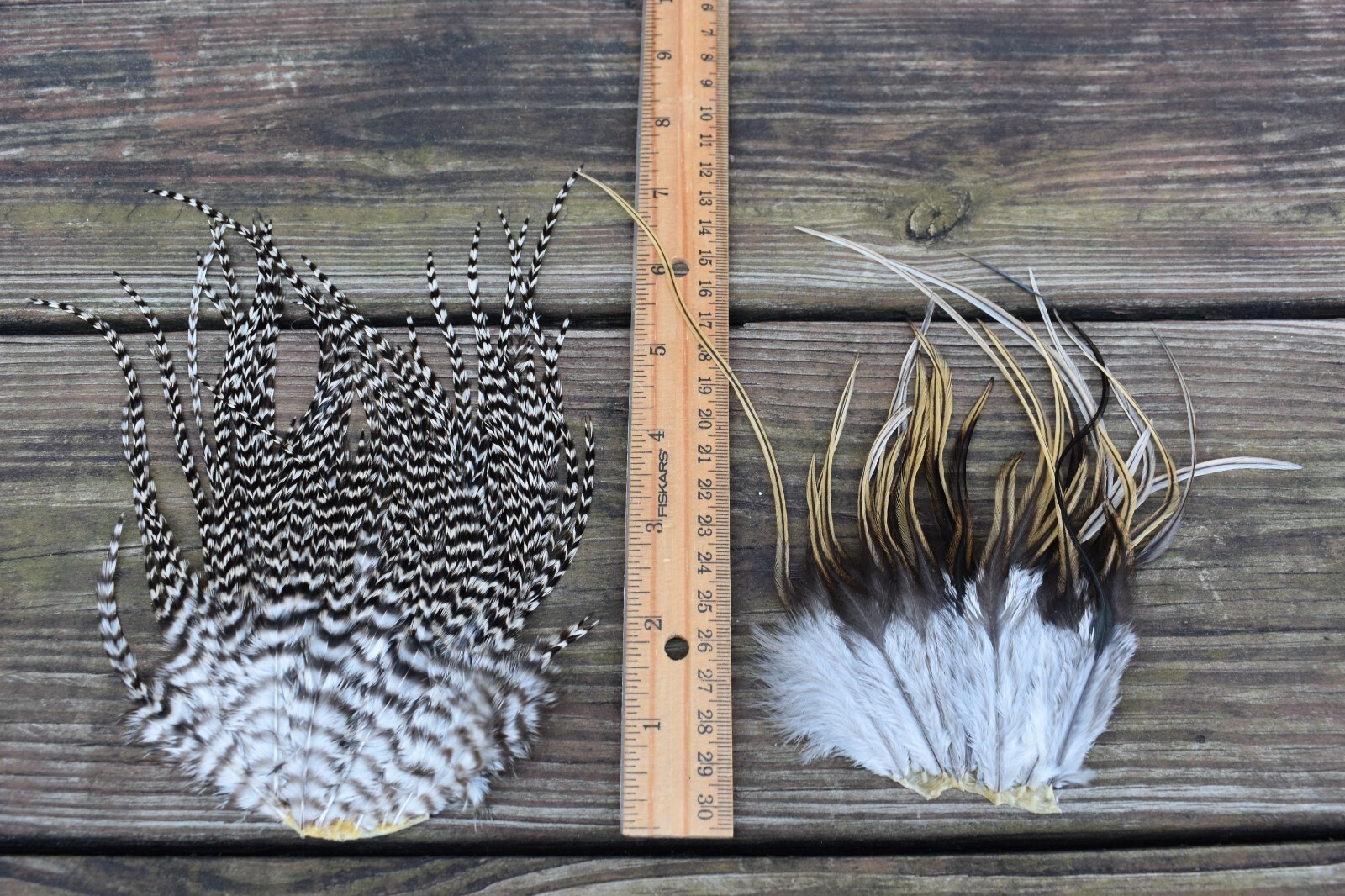 Lot 107,  2 Pieces Whiting Farms Rooster Saddle Feather Piece Jewelry