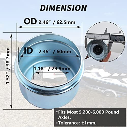 4PCS 2.44" Trailer Hub Cap,Trailer Axle Bearing Dust Cap Cup Grease Cover with