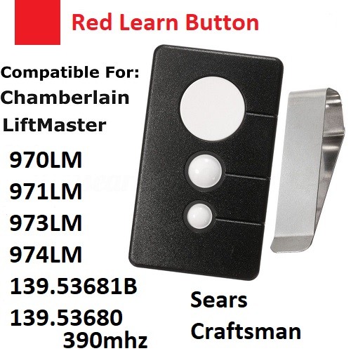 Sears 3 Button Garage Door Opener Remote Control HBW1255 139.53681B 390MHZ