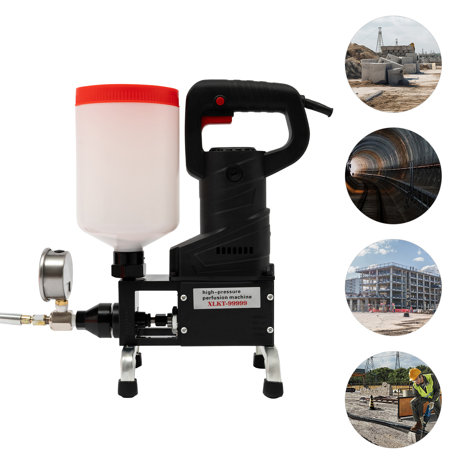 Electric Grouting Machine High Pressure Grouting Injection Pump 0-10000PSI 110V