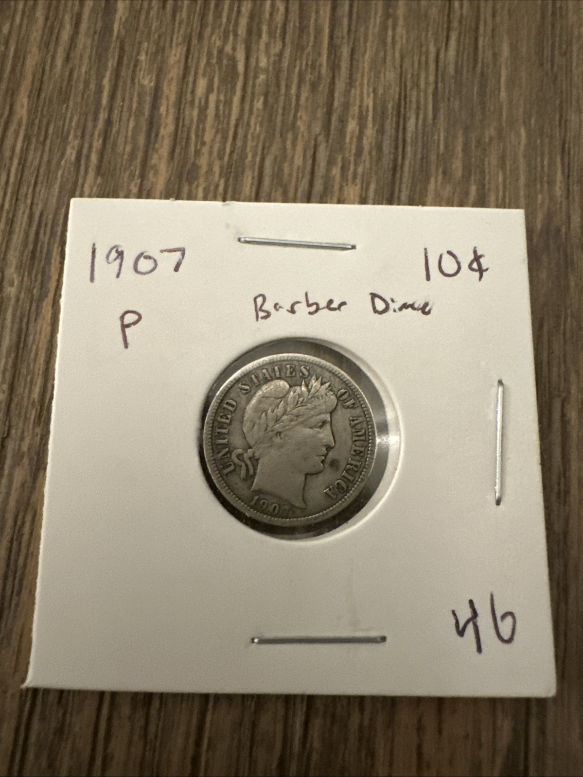 1907 10C Barber Dime Nice Eye Appeal