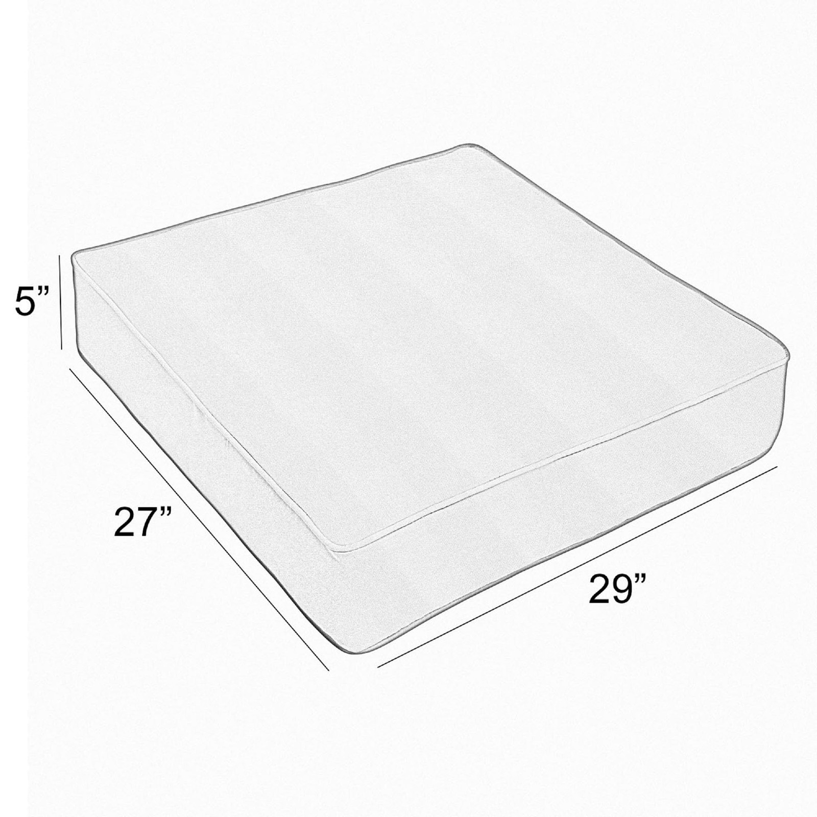 Deep Seating Cushion, 29 in W x 27 in D x 5 in H, Multi Color 4 Pound