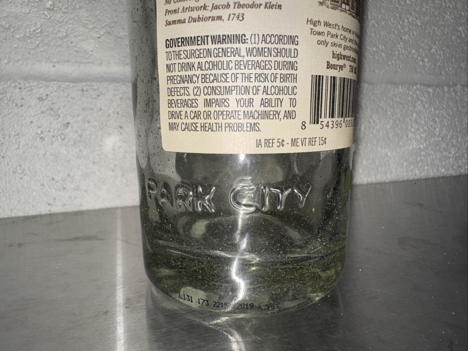 High West Bourye Bottle Rare Batch 19L10 Limited Sighting Empty Bourbon Glass