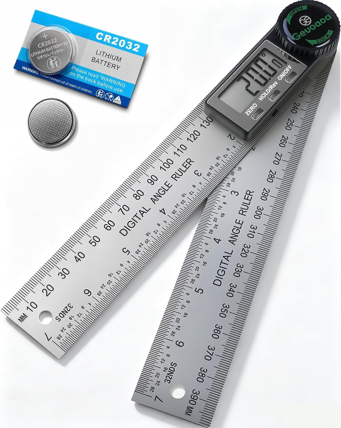 Digital Angle Finder Tool Stainless Steel, 2 Batteries Protractor | 7Inch/200Mm