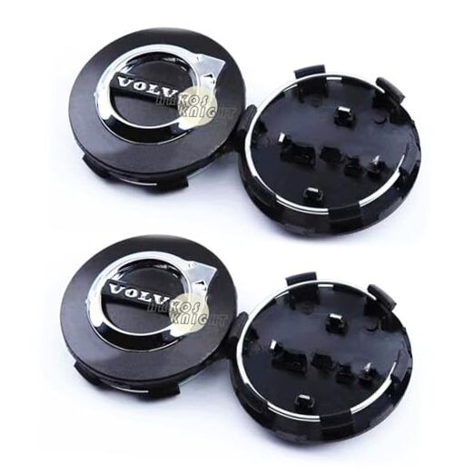 64mm Wheel Hub Center Cap with Logo Emblem ABS Material Compatible Vol Black