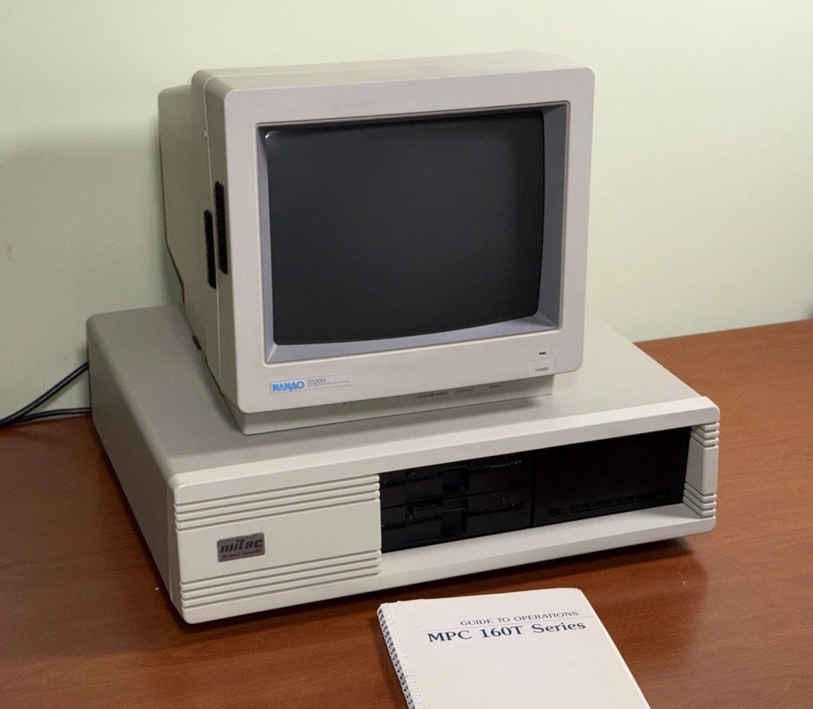 Mitac MPC 160T Personal Computer AT Vintage 640K 286 Nanao Monitor Working