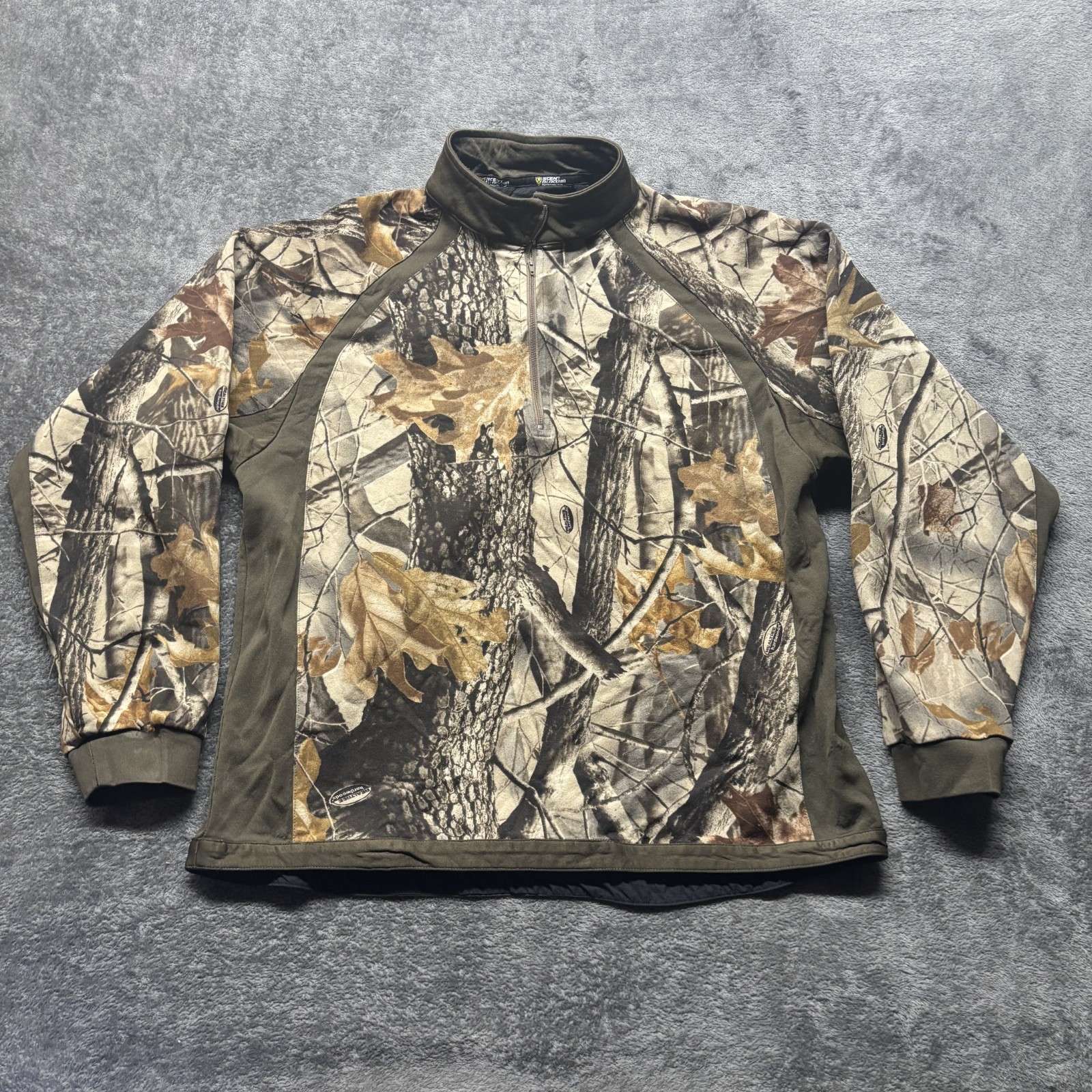 Scentblocker Sweater Mens Large RealTree Camo 1/4 Zip Long Sleeve Hunting