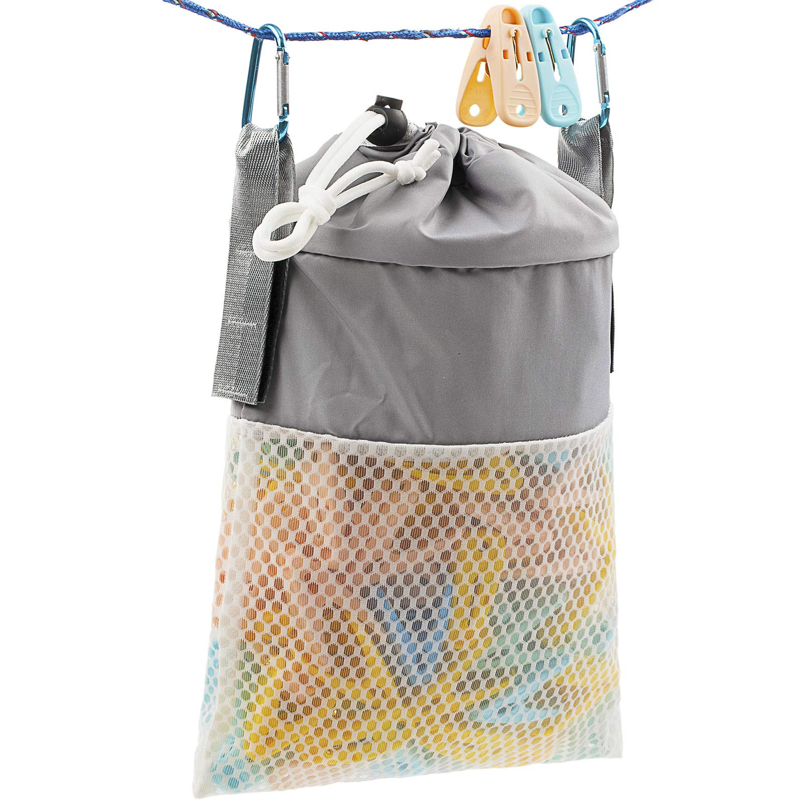 Mesh Clothespin Bag Holder Outside, Multiple Hanging Methods Clothes Pin Bag ...