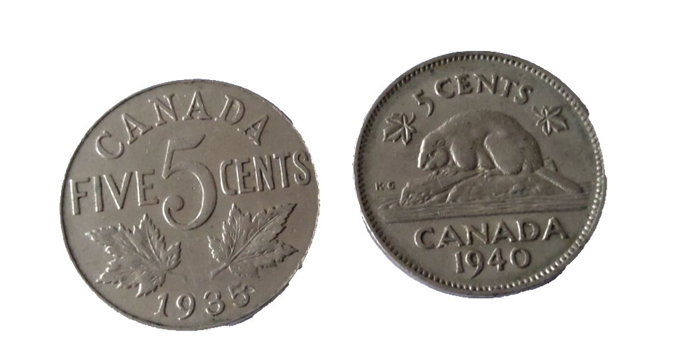 Canada 25 Cent Coins , 1935 and 1940 , good grade ,        refj422