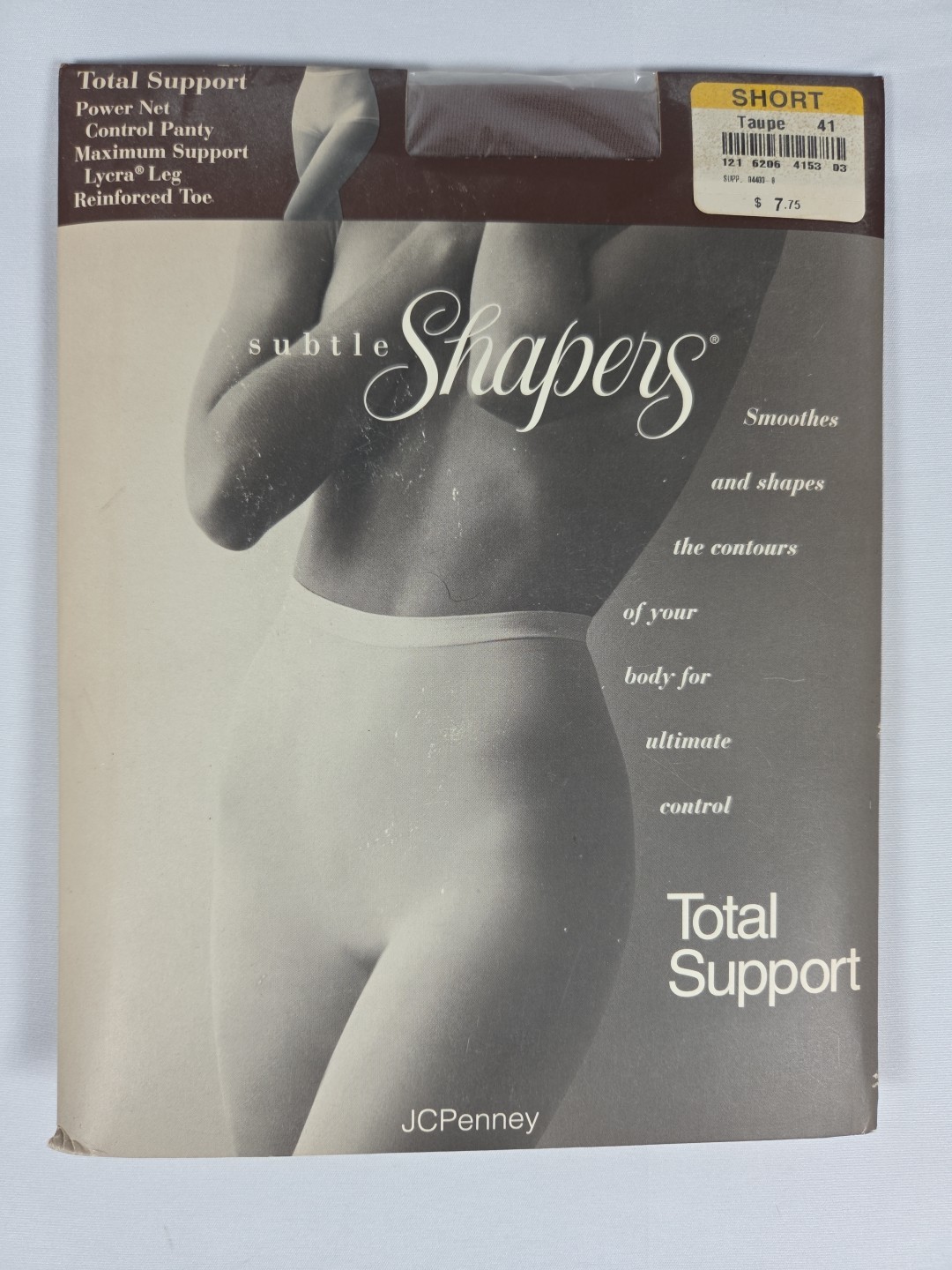Vtg JC Penney Subtle Shapers Total Support Pantyhose Taupe • Size Short