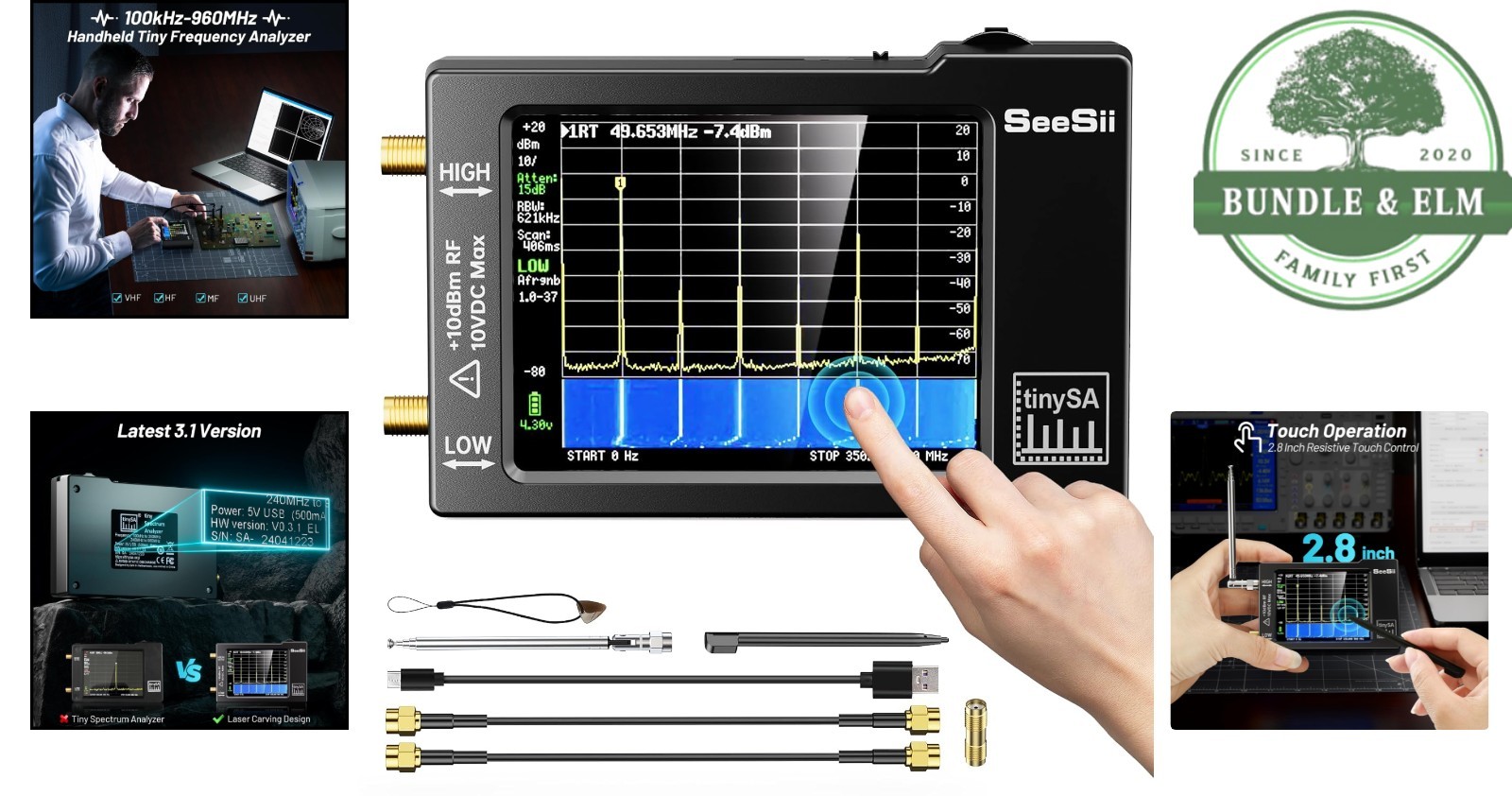 Advanced Spectrum Analyzer with Calibration Signal Generator and Touch Display