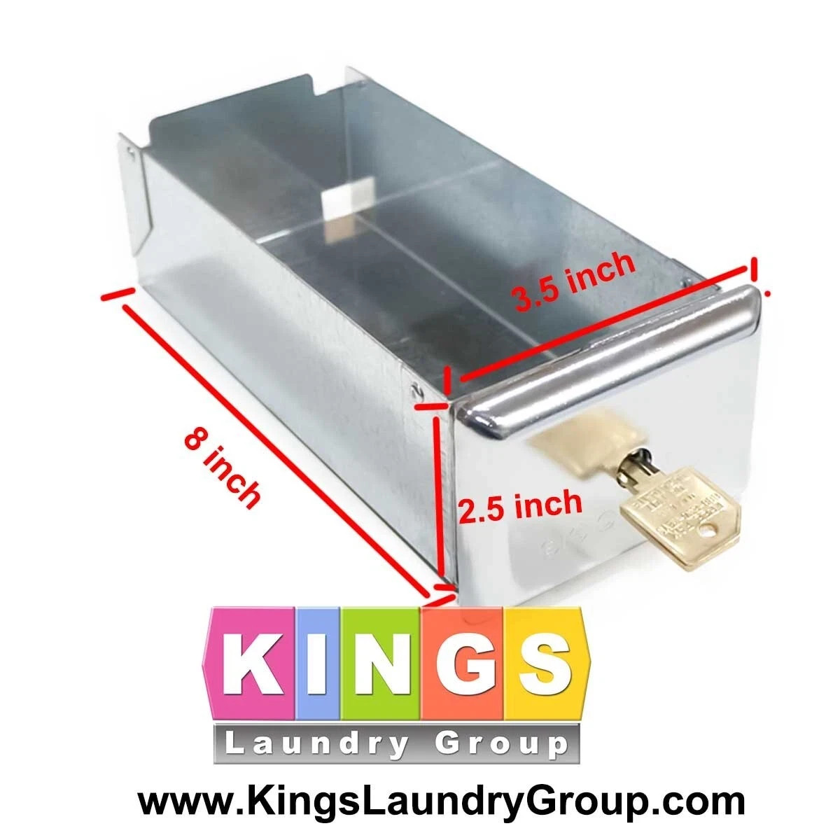 ESD Money Coin Box 8" w key for  Washer Dryer Dexter Speed Queen Huebsch
