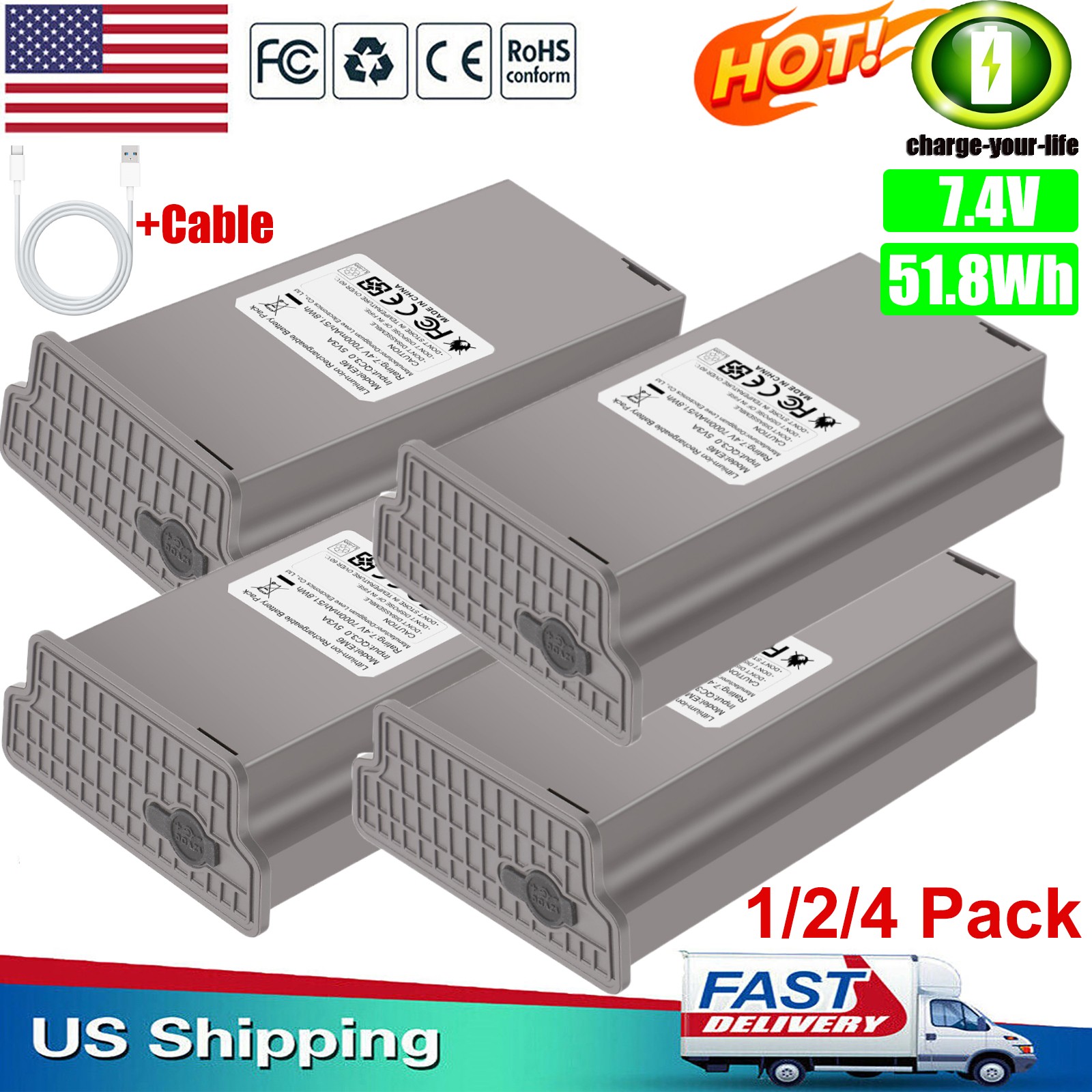 ✅Rechargeable Trail Camera Battery For Tactacam Reveal Hunting X/X Pro/Pro 3.0