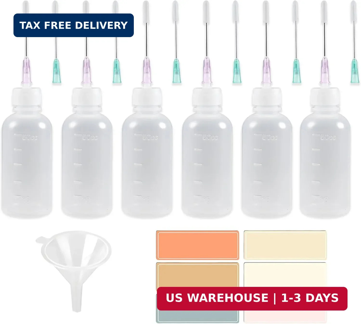 6 Pack Needle Tip Squeeze Bottle 50mL,Precision Gun Oil Bottle, Needle Oiler USA