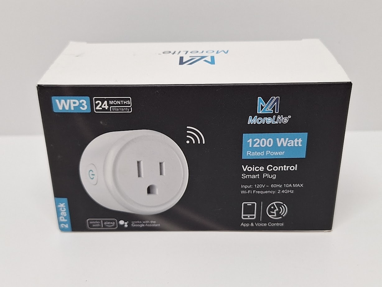 Morelite 1200W Voice Control Smart Plug WP3 2-Pack Wi-Fi Enabled Alexa & Google