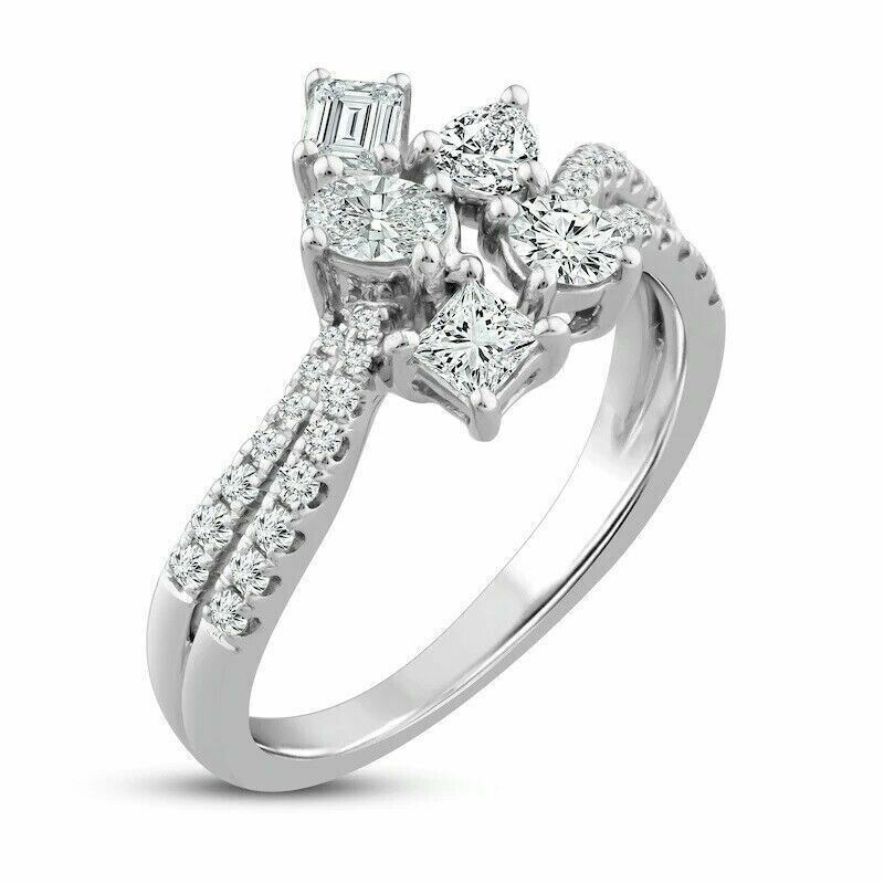 Everything You Are 3 CT Multi-Shaped Lab-Created Diamond Engagement Ring Silver