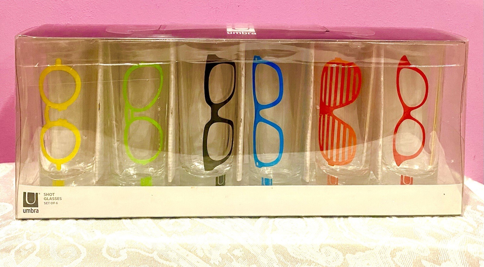 SET 6 BOXED SHOT GLASSES UMBRA “ EYEGLASSES” Multicolor