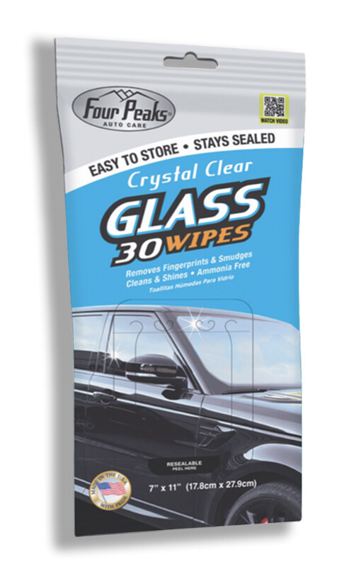 Four Peaks Invisible Glass and Window Cleaner, Crystal Clear, 30 wipes pouch